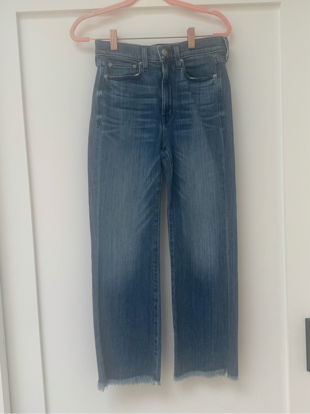 AYR Straight Leg Jeans in Mid Blue Wash
